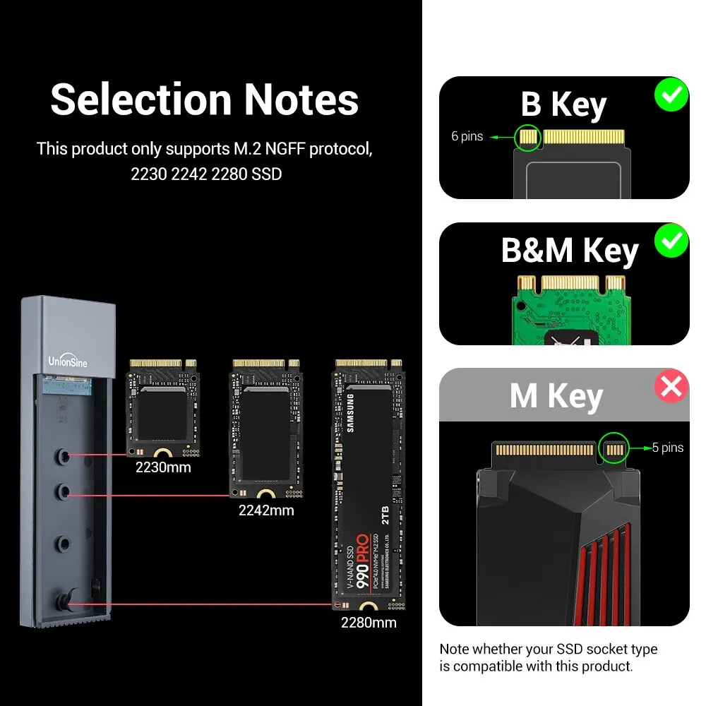 UnionSine M2 SSD ケース NGFF SATA プロトコル M.2 - USB タイプ C 3.1 SSD アダプター SATA NGFF PCIe SSD ディスクボックス M.2 SSD エンクロージャー用