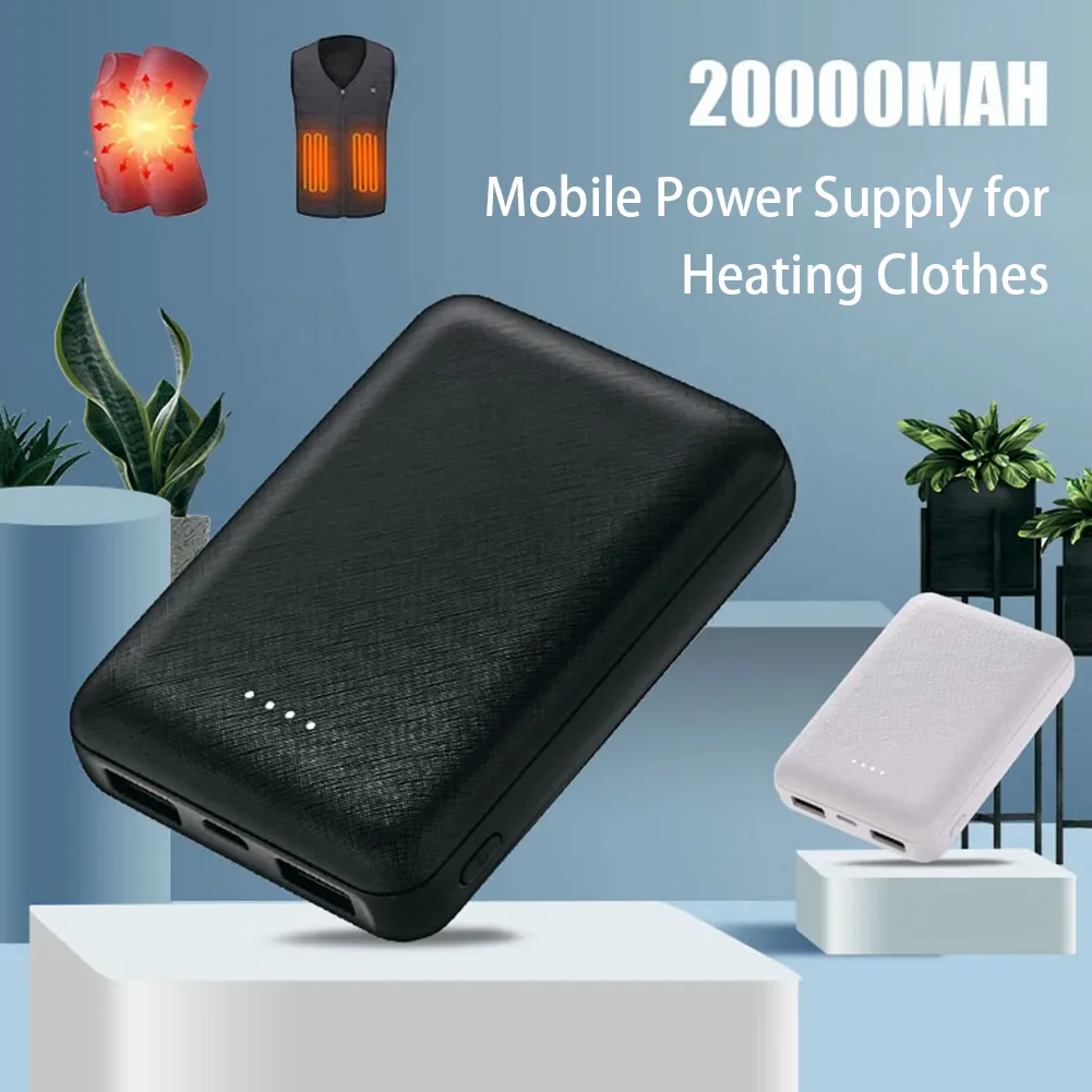 Портативное мини-зарядное устройство 20000 мАч, USB-зарядка, внешний аккумулятор для подогрева, жилета, куртки, шарфа, носков, перчаток