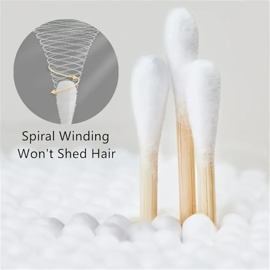 400 PCS/200 PCS,ผ้าฝ้ายไม้ไผ่ Swabs,ไม้ผ้าฝ้าย Swabs,Double Pointed,ไม่มีพลาสติกหู Sticks,