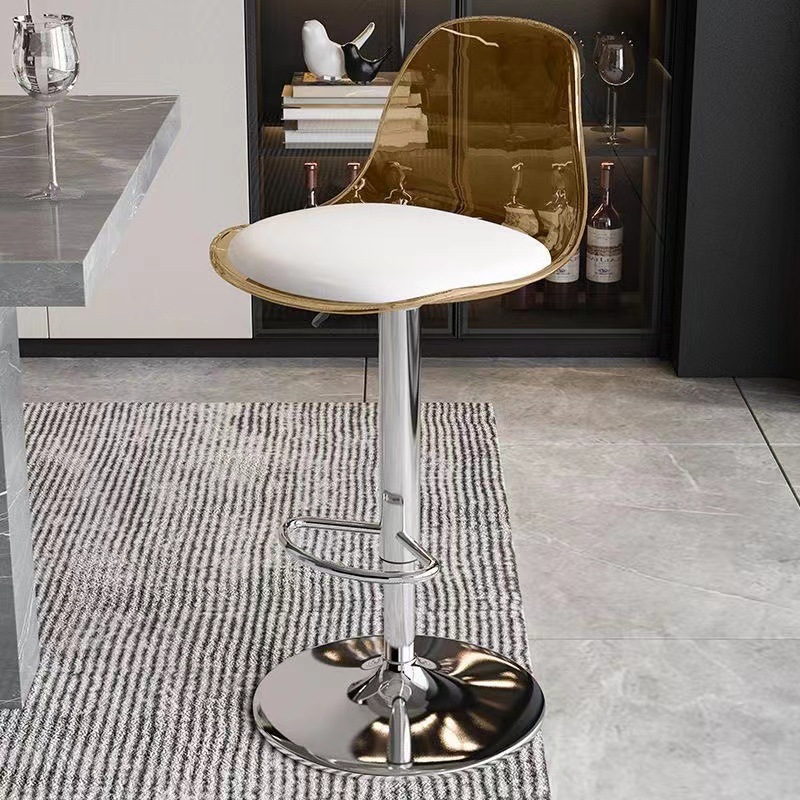 Sillas de barra de pie alto transparentes, silla con respaldo para recepción, tienda de té de la leche informal, taburete de acrílico, sillas de comedor con elevación ajustable