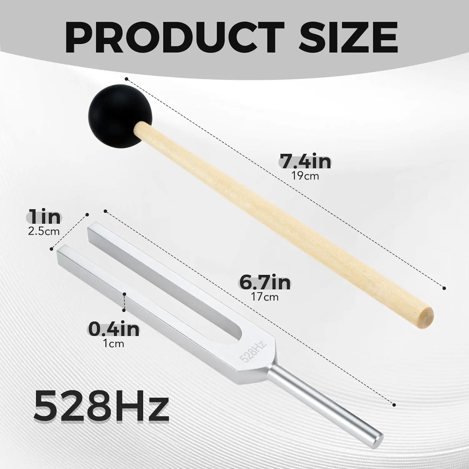 ส้อมเสียง Miwayer 528 Hz พร้อมค้อนซิลิโคนและผ้าทําความสะอาด เครื่องดนตรีบําบัดที่สมบูรณ์แบบเพื่อบรรเทาความเครียด