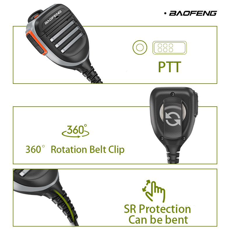Baofeng UV-5R PTT Waterdichte UV-17 Walkie Talkie Luidspreker Radio Microfoon Keenwood 2-Pin Type Handheld Microfoon Voor UV-82 UV16 888S