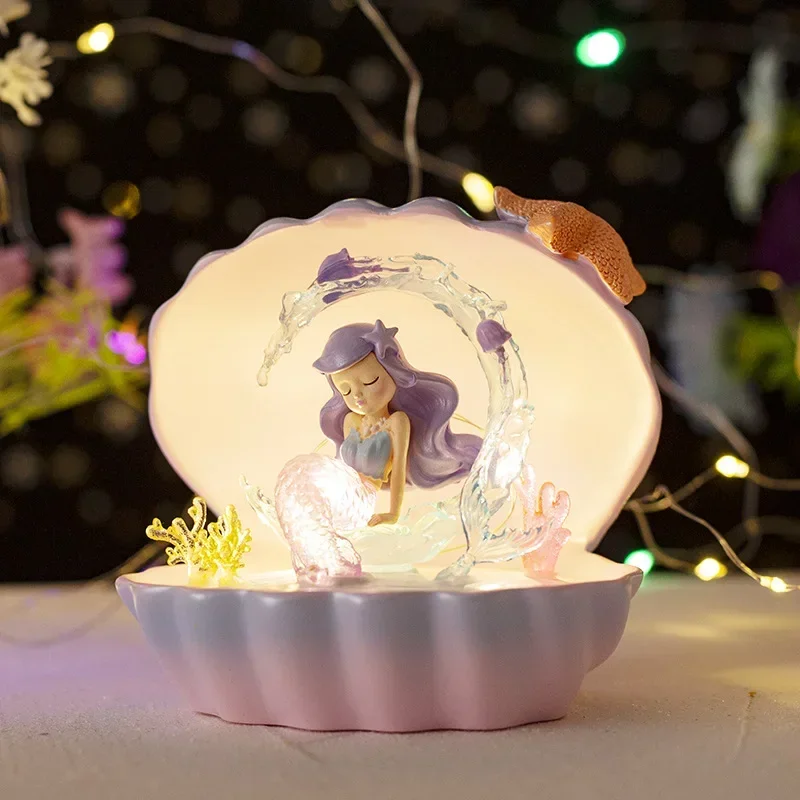 Nachtlampen Ozean Prinzessin Shell Stern Lichter Mädchen Schlafzimmer Meerjungfrau Dekoration Desktop Atmosphäre Ornamente