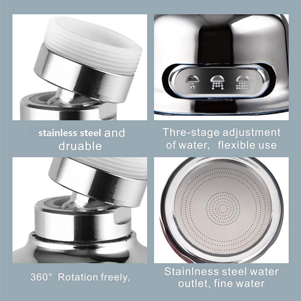 360 degrés rotation robinet de cuisine aérateur réglable double mode pulvérisateur filtre diffuseur économie d'eau buse robinet de baignoire joint