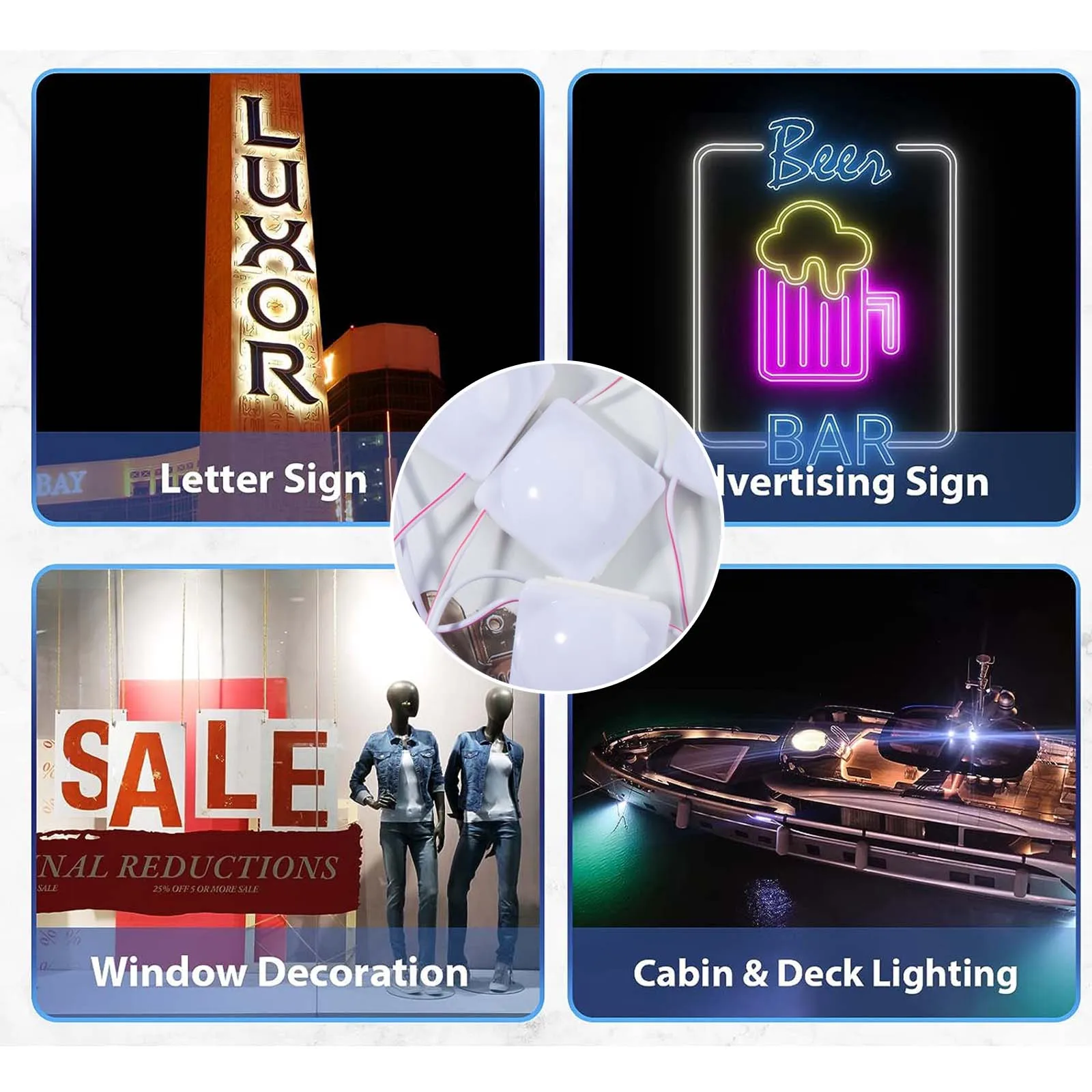 20pcs LED COB Module Light Sign 3535 SMD 12V Waterproof for Storefront Advertising Lighting With Tape Adhesive