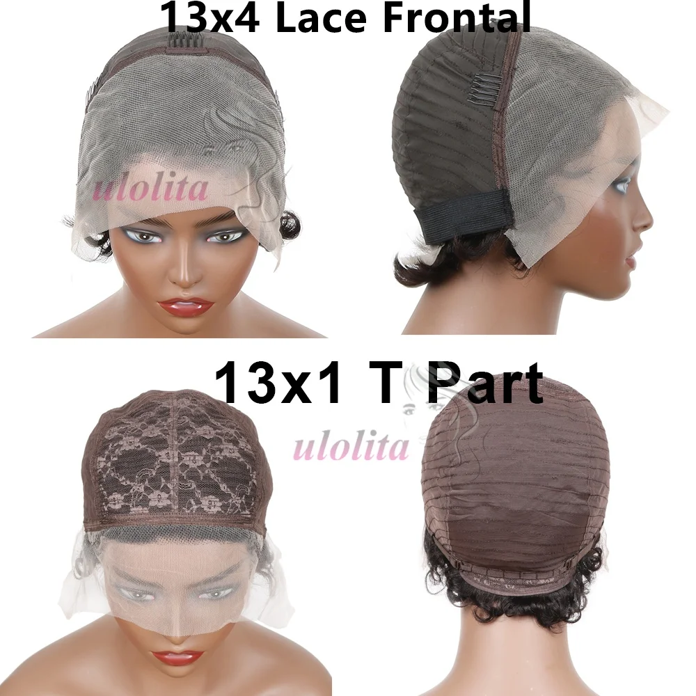 Pixie Curls 100% Human Hair 13x4 Lace Frontal Wigs Pixie Cut Short Bob Human Hair Wig Transparent Lace Front Human Hair Wig