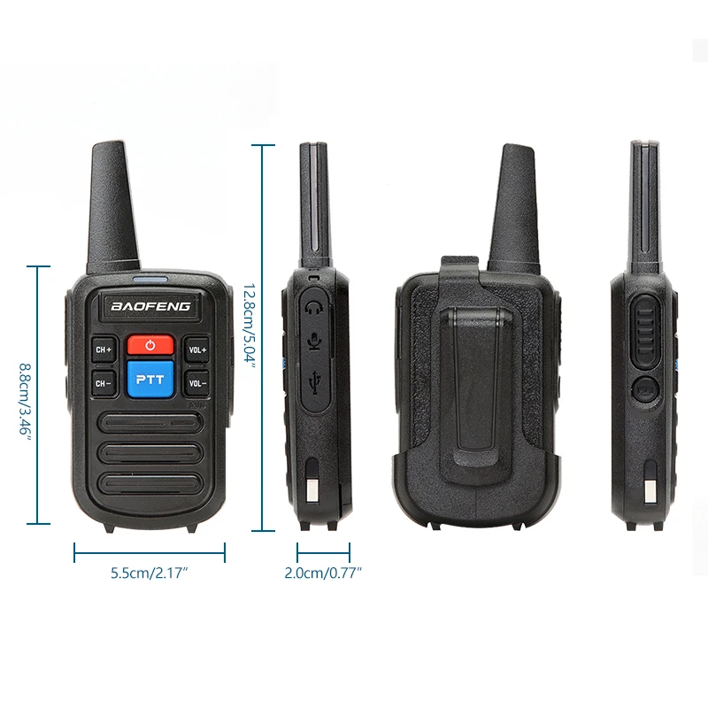 Baofeng-walkie-talkie UHF de 16 canales, radio bidireccional portátil con auricular, bf888s transceptor, 400-470MHz, lote de BF-C50