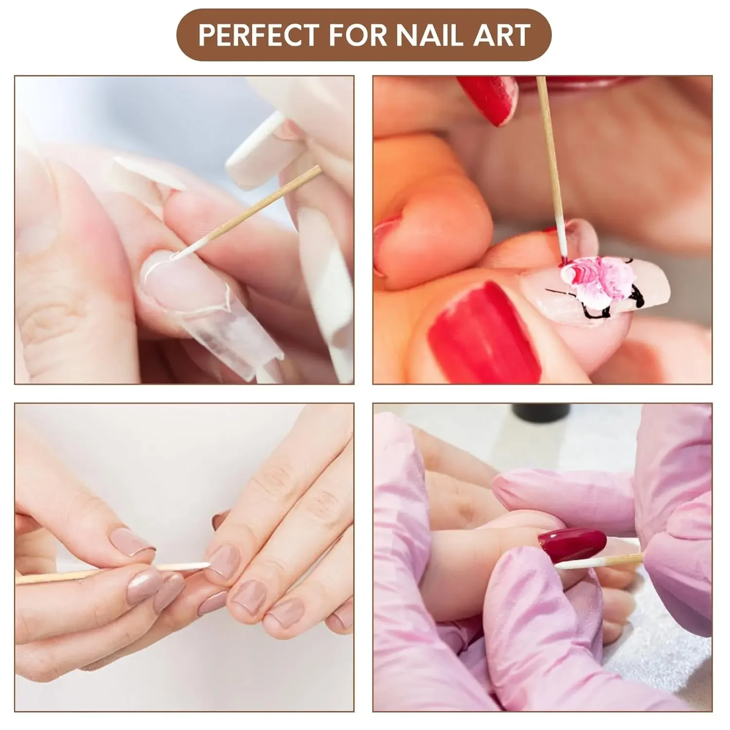 CDY2400pTATTOOBLU Ear Care ทําความสะอาดไม้ Handle Pointed Tip หัว CottonPermanent Eyebrow Eyelash Tattoo ด้ายแต่งหน้าความงามลบ