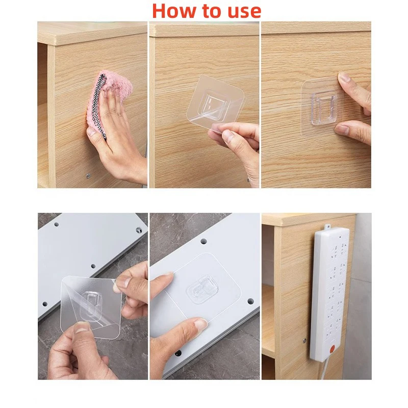 1-50 คู่ Double-Sided Self Adhesive Wall Hooks Strong Sticky โปร่งใส Traceless ห้องครัวห้องนอน Wall Hook ผู้ถือเก็บ