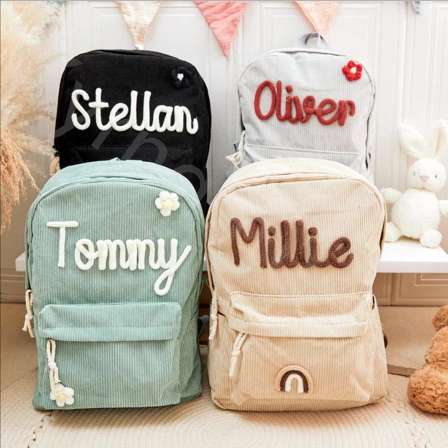 Mochila personalizada de gran capacidad, regalo de Navidad, hecho a mano, nombre único, cuerda Multicolor personalizada, hilo, Color, decoración de arcoíris