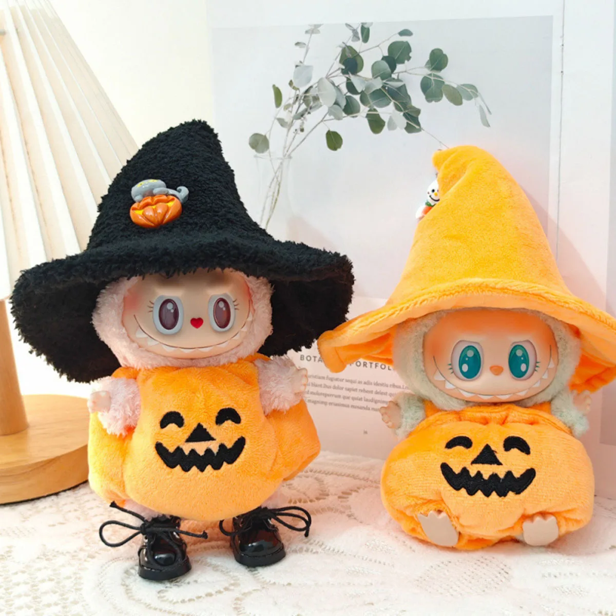 Urocze Mini Pluszowe Ubranka dla Lalek Akcesoria do Labubu Idol Dolls Zestaw Dyni Ubrania DIY Prezent na Halloween