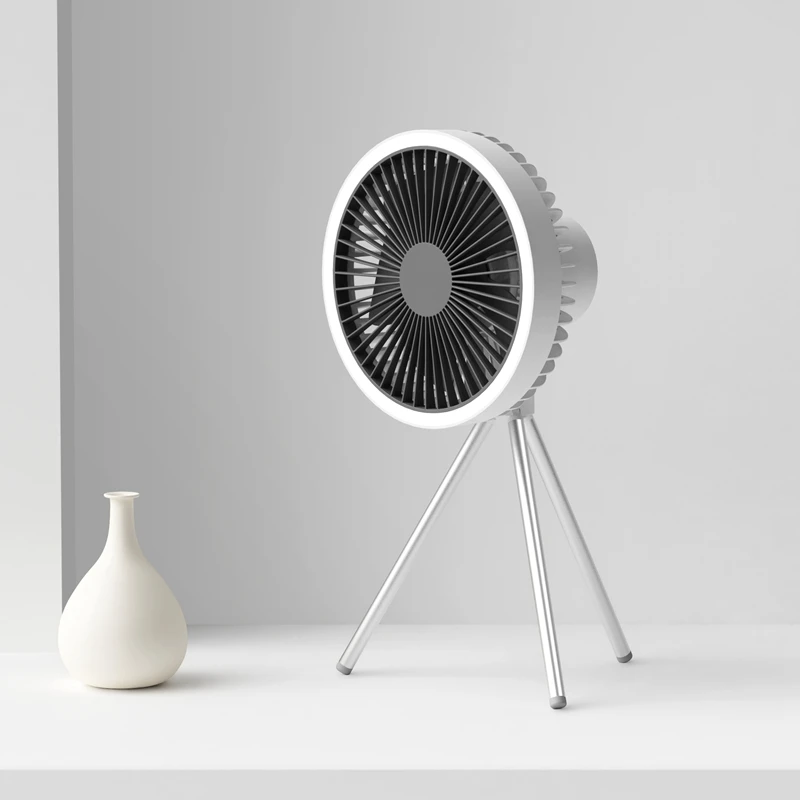 Ventilador de acampamento portátil de 10000mAh, função de banco de potência, com gancho para barraca, tripé, lustres, adequado para barracas de acampamento ao ar livre