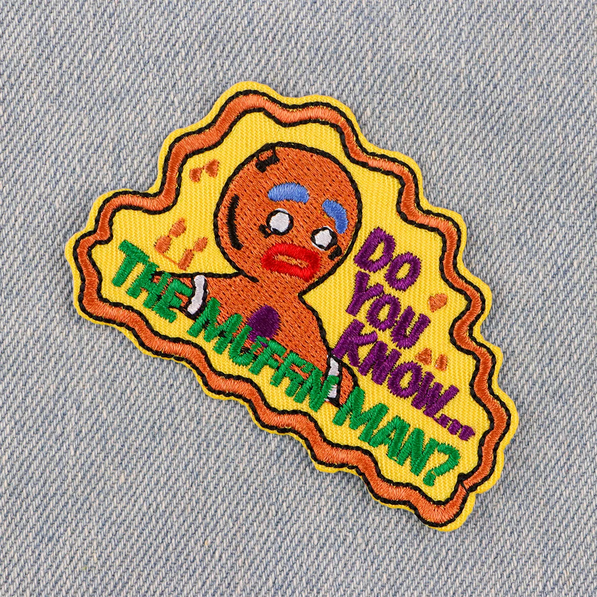 Gelbe Lebkuchen mann gestickte Patches für Rucksack Kleidung DIY Abzeichen Patches Cartoon Patches auf Kleidung Aufkleber Applikationen