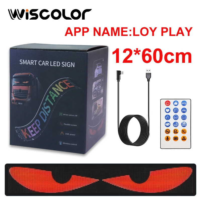 Wiscolor  LED Matrix Pixel Panel Light 5V USB Smart App Control Desplazamiento Publicidad LED Señal de coche Animación con función personalizada