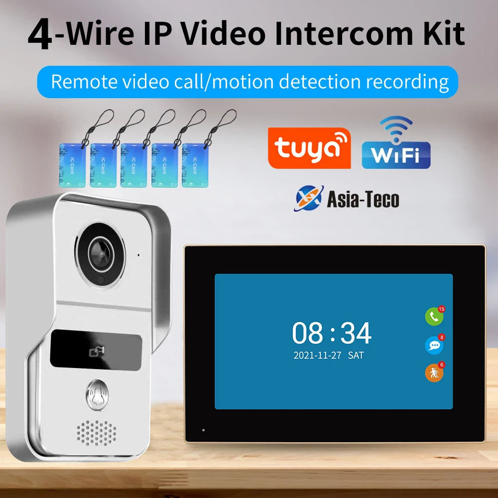 Tuya 1080P Wifi Video Deurbel 7/10inch 7 Kleur Touchscreen Smart APP Thuis Intercom Kits voor RFID Toegangscontrole Systeem Villa