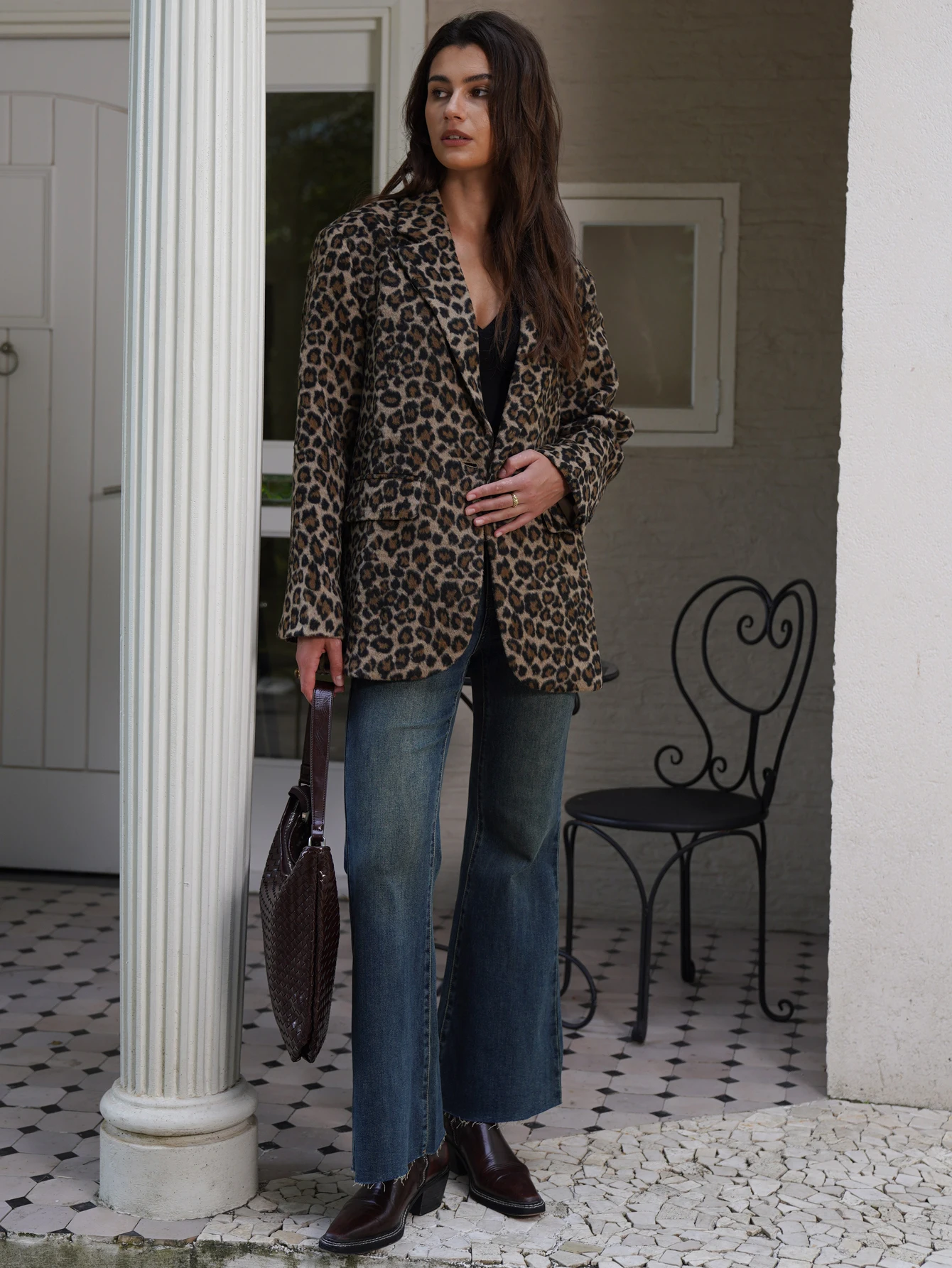 2025 ฤดูใบไม้ร่วง/ฤดูใบไม้ร่วงฤดูหนาวใหม่ผู้หญิงแฟชั่น Basic Leopard Jacket Basic Blazer