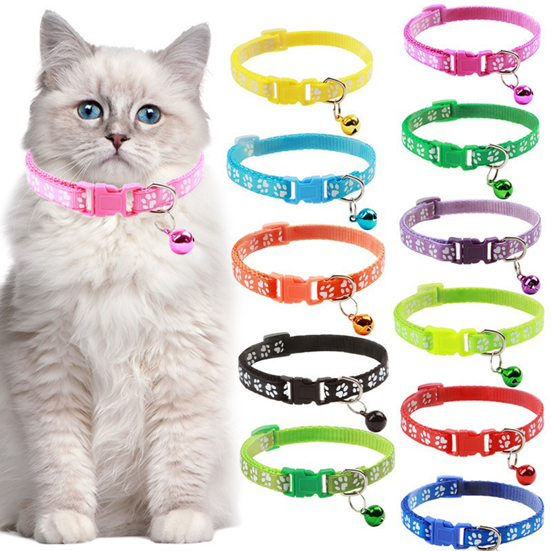 Hot huisdier kat bel kraag hond print kattenhalsband multi-color optionele ketting ring kat touw kraag dierbenodigdheden
