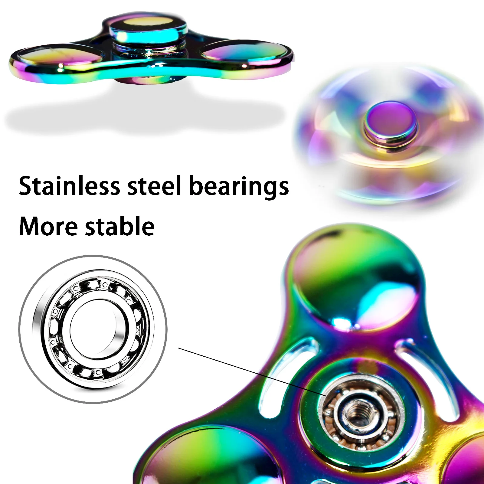 สแตนเลส Fidget Spinner เพิ่มเติม 3 นาที - High Speed Precision Metal Hand Spinner สําหรับ EDC, ADHD, ความวิตกกังวล