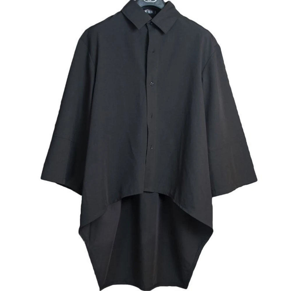 XS-5XL Shirt Asymmetric Mid-Length Casual Shirt Genderless Streetwear Ballroom Fashion Versatile Long-Sleeve Top Unisex 2025 New