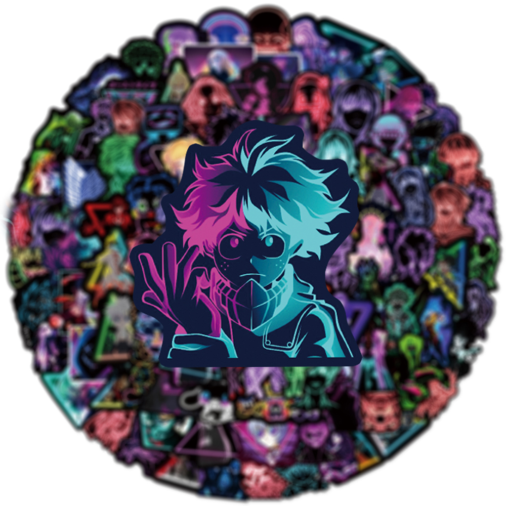 10/30/50/100 unidades de néon ‌ Meu Herói Academia ‌   Ataque em titã mix anime adesivos laptop telefone carro adesivo decorativo à prova d'água brinquedo