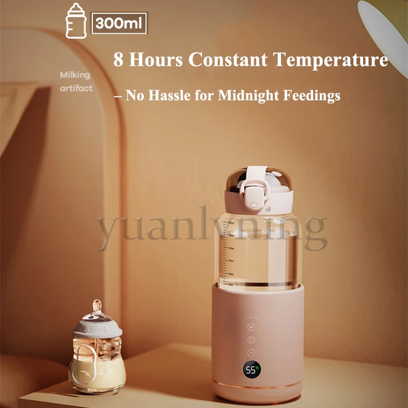 Copo de água termostático de 300ml para bebê, garrafa quente portátil inteligente com display de temperatura, carga usb, copo de aquecimento sem fio
