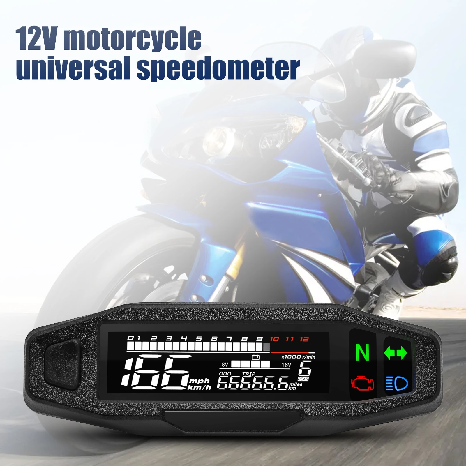 Uniwersalny Cyfrowy Motocyklowy Prędkościomierz Wskaźnik Poziomu Oleju Obrotomierz Licznik Kilometrów Zestaw Wskaźników z Czujnikiem