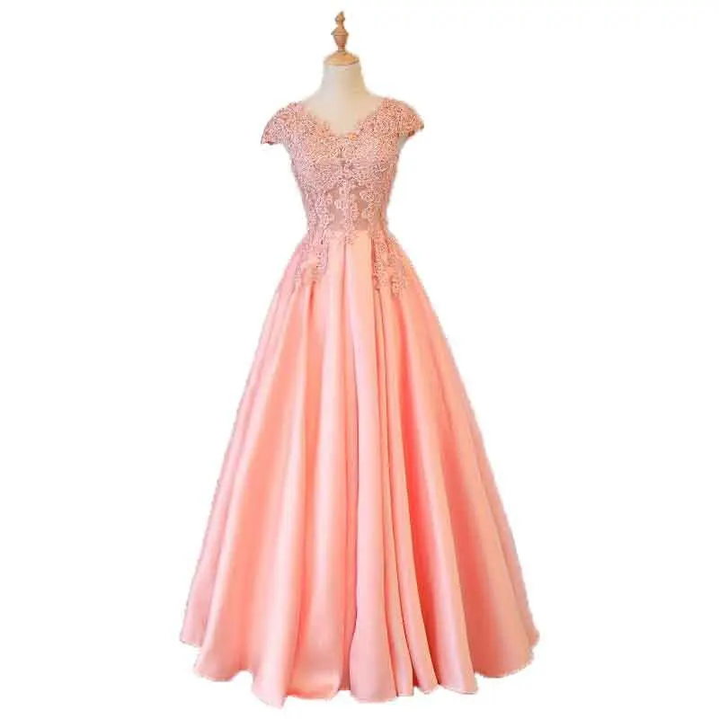J139 ใหม่ 2025 Sweet Memory สีชมพูอย่างเป็นทางการสําหรับพรหมซาตินลูกไม้ความยาวชุดแต่งงานยาวค็อกเทลชุด