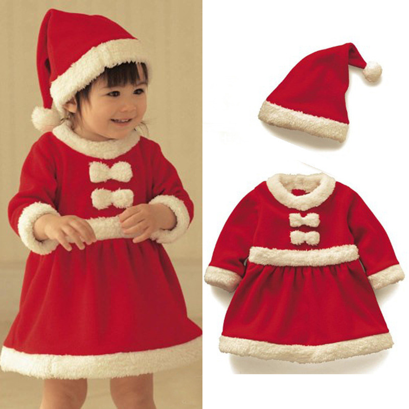 Año nuevo niños Santa Claus niño bebé rojo ropa de Navidad fiesta vestido rojo conjunto para niños disfraz de Navidad conjunto de Papá Noel