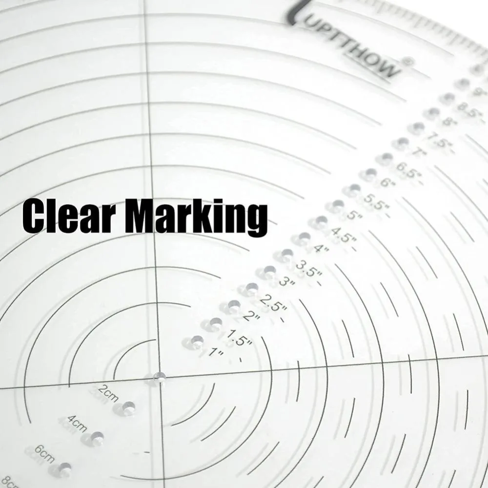 10 Inch Wood Lathe Round Center Lathe Work Protractor Center Finder Plastic Ruler Compass Circle Cutter