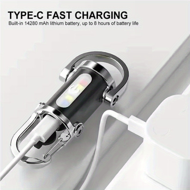 Leistungsstarke Mini-COB-LED-Schlüsselanhänger-Taschenlampe, USB wiederaufladbar, hängendes Arbeitslicht, wasserdichter Schlüsselanhänger, Camping, Wandern, Taschenlampe