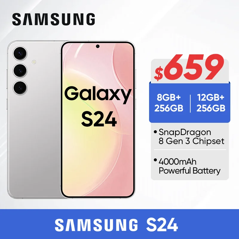 2024 New Samsung Galaxy S24 5G AI Smartphone Snapdragon 8 Gen 3 6.2" 120Hz AMOLED 2X Display 50MP Qual Camera Cell Phone 25W