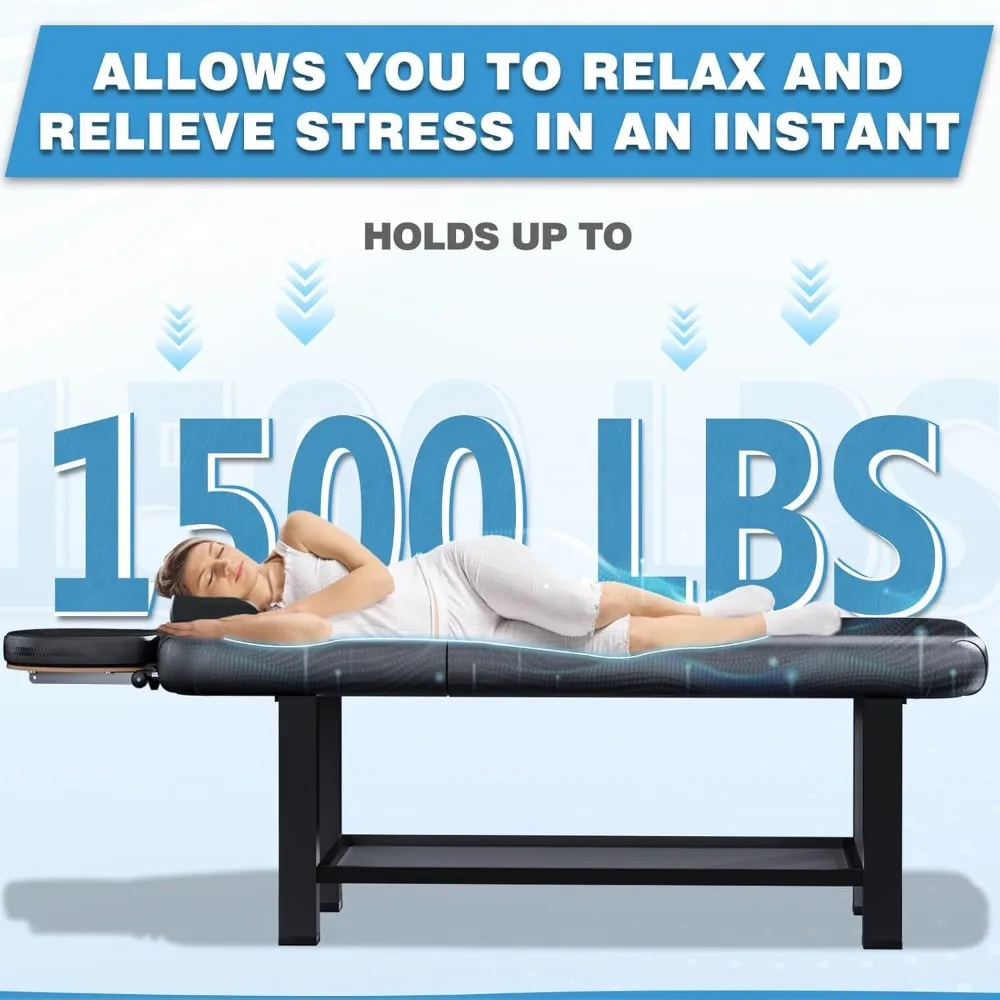 31in Wide Massage Table with 1500lbs Weight Capacity, Iron Base, Massage Bed Adjustable Height for Professional & Home Use,