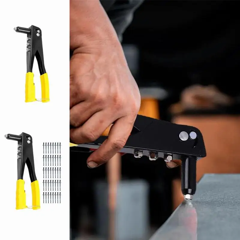 Heavy Duty Riveter Pop Rivet ปืนและ 40 ชิ้น Blind Rivet Assortment ชุดเครื่องมือ Rivet Nut เครื่องมือสําหรับโลหะหนังซ่อมบ้าน