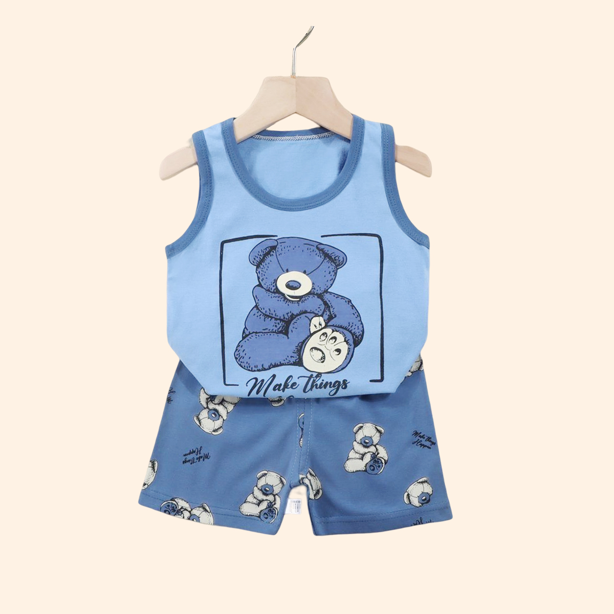 2 個子供セット子供服ベストスーツ夏の子供服ベビーコットン Tシャツショーツタンクトップ男の子女の子ノースリーブ