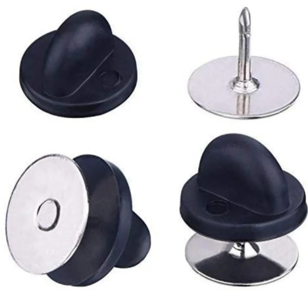 50pcs Black PVC Rubber Pin Backs Butterfly Clutch Tie Tack Lapel Holder Clasp Pin Cap Keepers for Uniform Badges Replacements