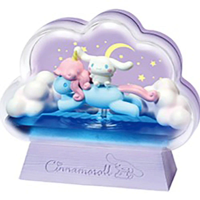 RE-MENT Candy Toy Miniature Scene Display Sanrio Character Cinnamoroll Glass Container Happy Time Action Figure Table Decoration