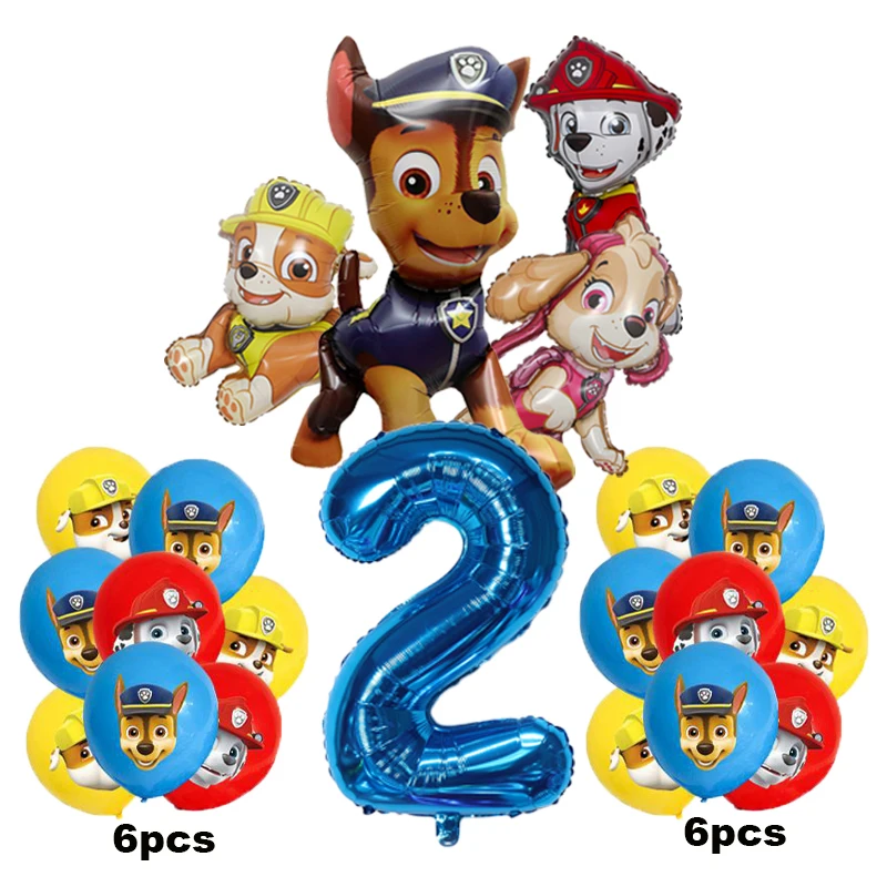 17 ชิ้นการ์ตูน PAW Patrol วันเกิดตกแต่งฟิล์มอลูมิเนียมดิจิตอลชุดบอลลูนสุนัข Chase Marshall Skye เด็กอุปกรณ์ของเล่น