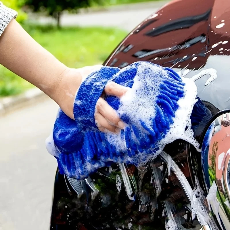 Luvas de superfibra modelagem esponja de lavagem de carro limpo detalhes de cuidados de carro escova esponja limpa luvas de carro disponíveis em ambos os lados parte de automóvel
