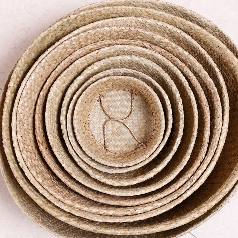 New Straw Weaving Flower Plant Pot Basket Grass Planter Basket Indoor Outdoor Flower Pot Plant Containers Dirty Basket