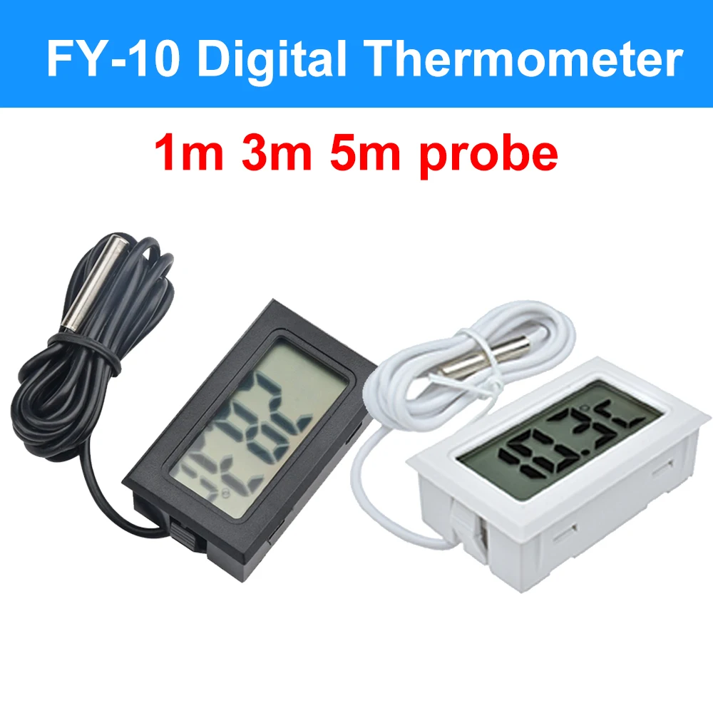 Termómetro Digital LCD para acuario, medidor de temperatura de baño de agua para coche, Monitor Detector integrado, Sensor de temperatura, 1M, 3M, 5M, FY-10