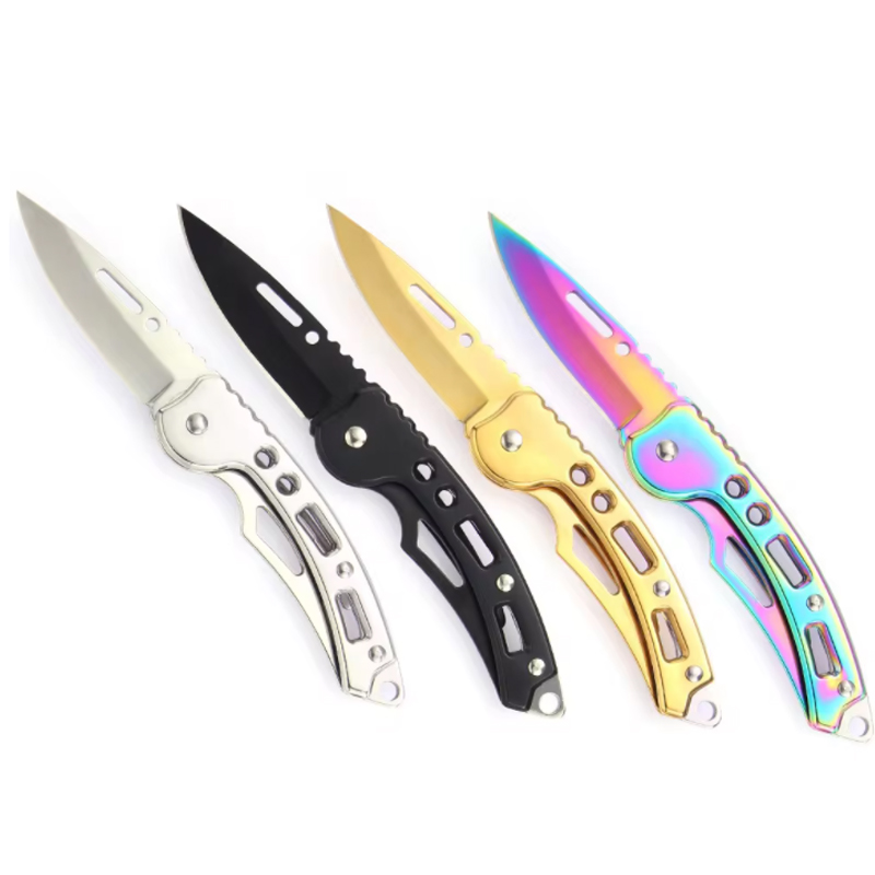 Aço inoxidável Keychain Folding Knife, Outdoor Carrying Knife, Espelho, Sharp Pocket Knife, Fruit Knife