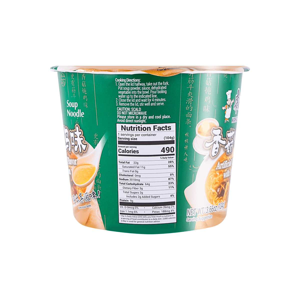 [12Packs] MASTER KONG Chicken & Mushroom Noodle Soup - Instant Noodles, 3.66oz*12Packs