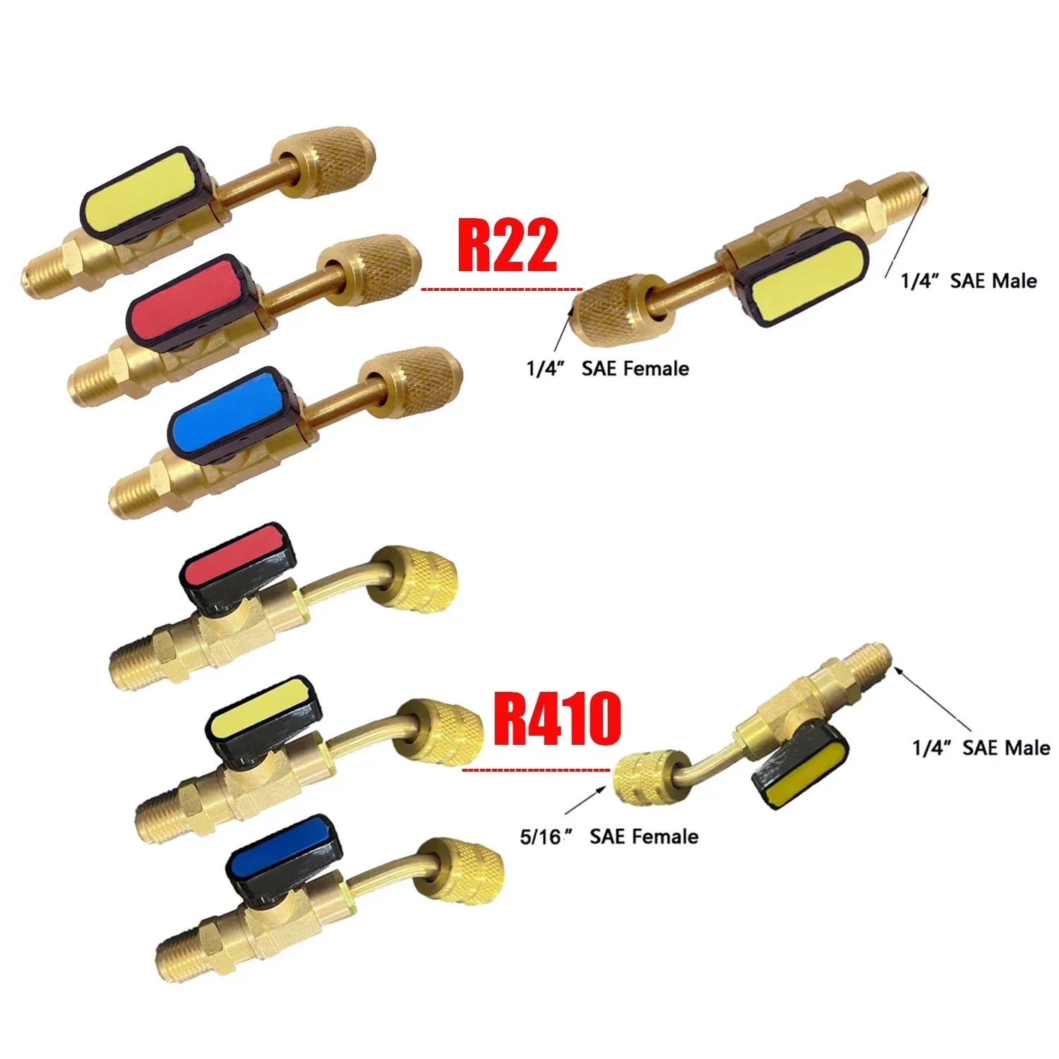 เครื่องปรับอากาศสารทําความเย็นวาล์ว 1/4 "SAE ตรงปิดวาล์วสําหรับ R134A R410A R22 R12 สายชาร์จ AC สารทําความเย็น
