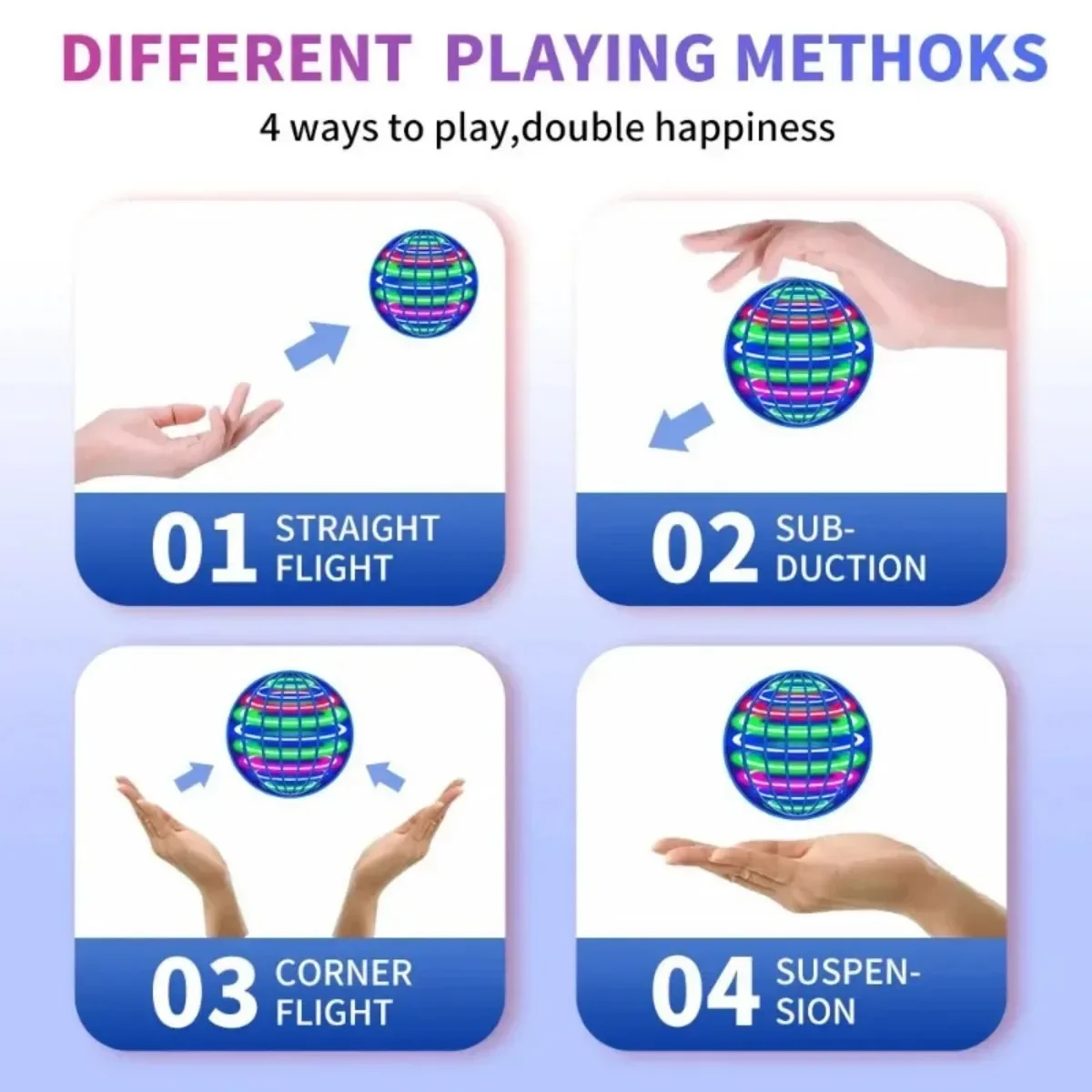Bola voadora boomerang flyorb magia com luzes led drone pairar bola voar nova orb voando spinner brinquedos fidget crianças presente da família