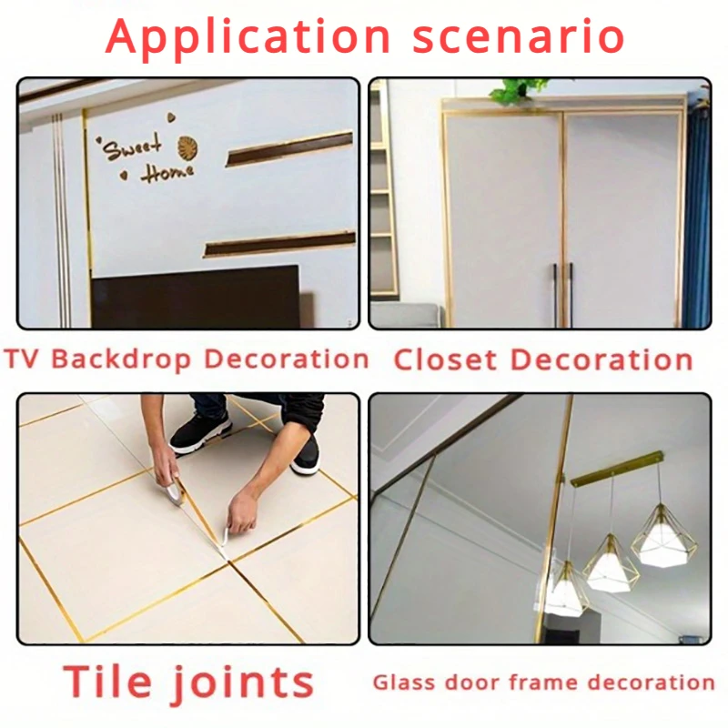 Nastro dorato Piastrelle in ceramica Piastrelle per pavimenti Guarnizioni Striscia di tenuta Soffitto Linea in gesso Linea di bordi di bellezza Porta dell'armadio autoadesiva