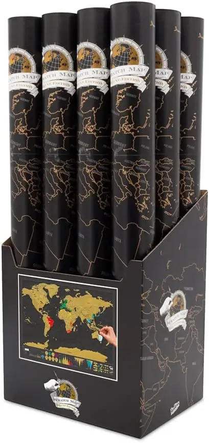 Scratch Map |   Mapa podróży i zdrapane mapy świata |   X-Large Scratching Off World Maps |   Black Gold Travel Deluxe