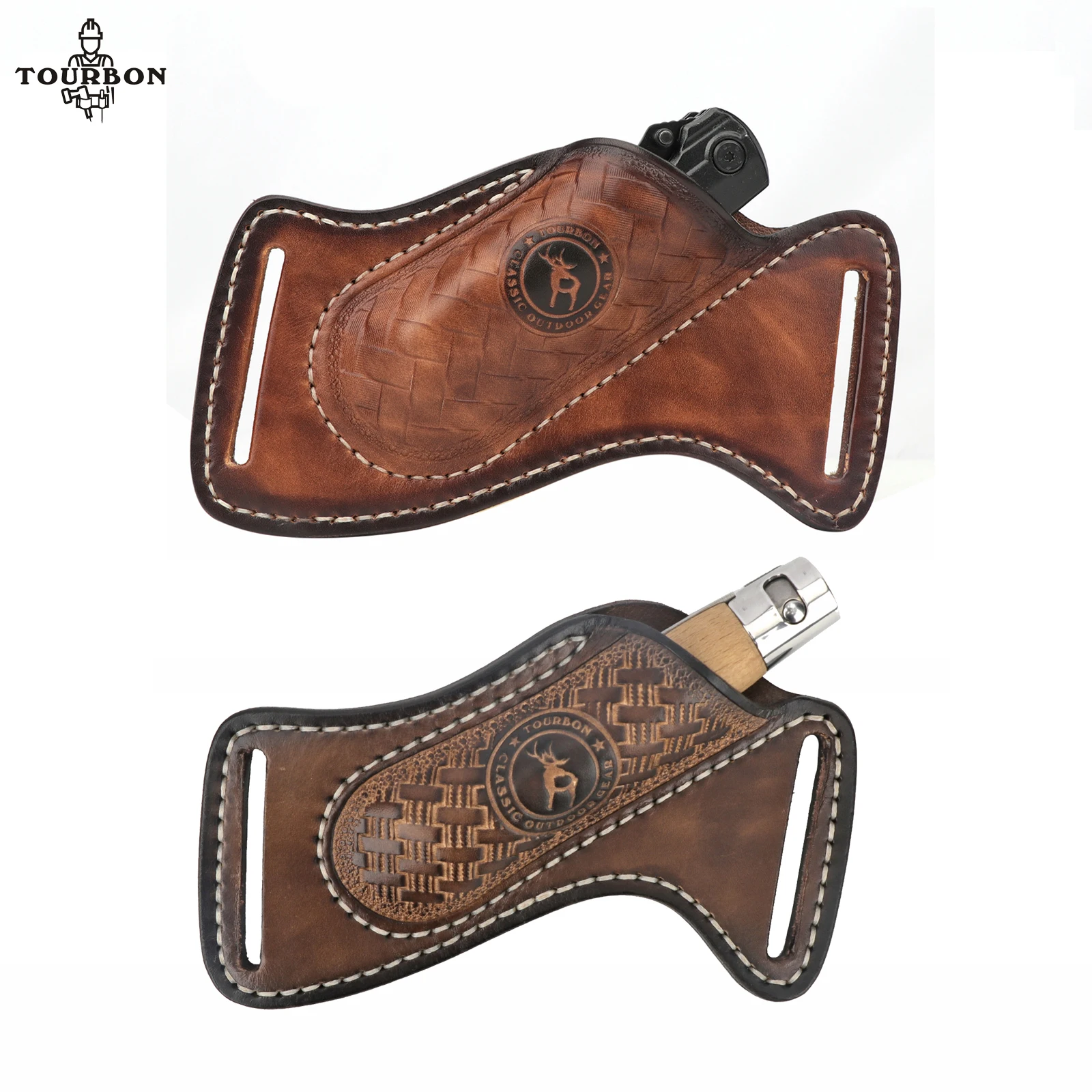 Tourbon EDC кожаный карманный органайзер для складного ножа, мини-сумка для ножей, Мультитул для повседневного использования, карманный органайзер с ремнем, коричневый