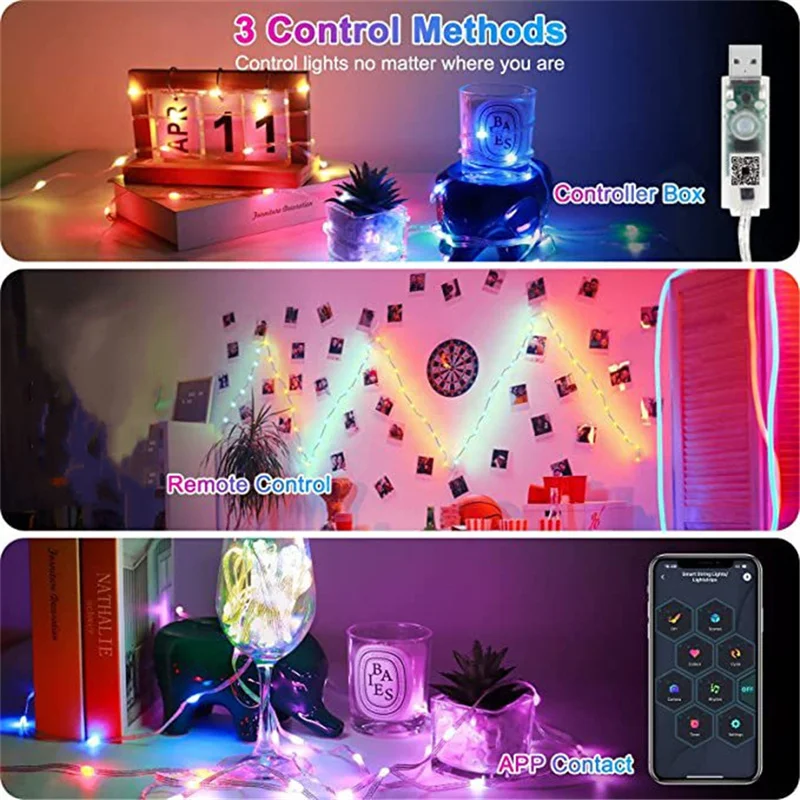 5/10/ 20M RGB LED String Light APP Bluetooth Smart Fairy Lights festone albero di natale matrimonio Outdoor Garden Decor capodanno L