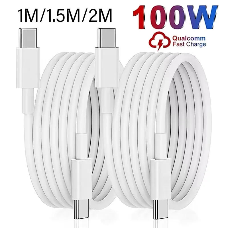 Cable de carga rápida de 100W, Cable de datos Dual tipo C, transferencia de alta velocidad para IPhone 16 15 Android Samsung Xiaomi MacBook 1M/1,5 M/2M