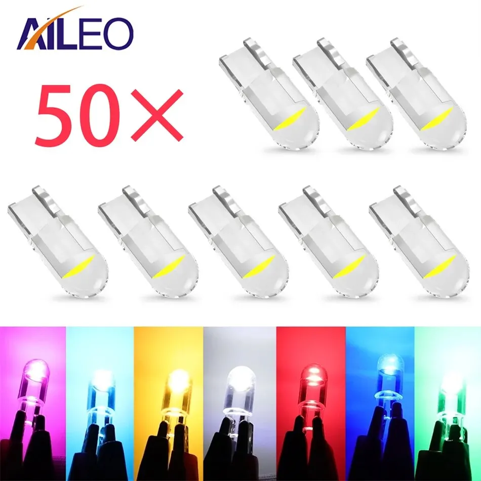 Aileo t10 led w5w luzes canbus vidro cob 6000k leitura cúpula marcador cunha lâmpada da placa de licença 168 194 192 dc 12v branco vermelho